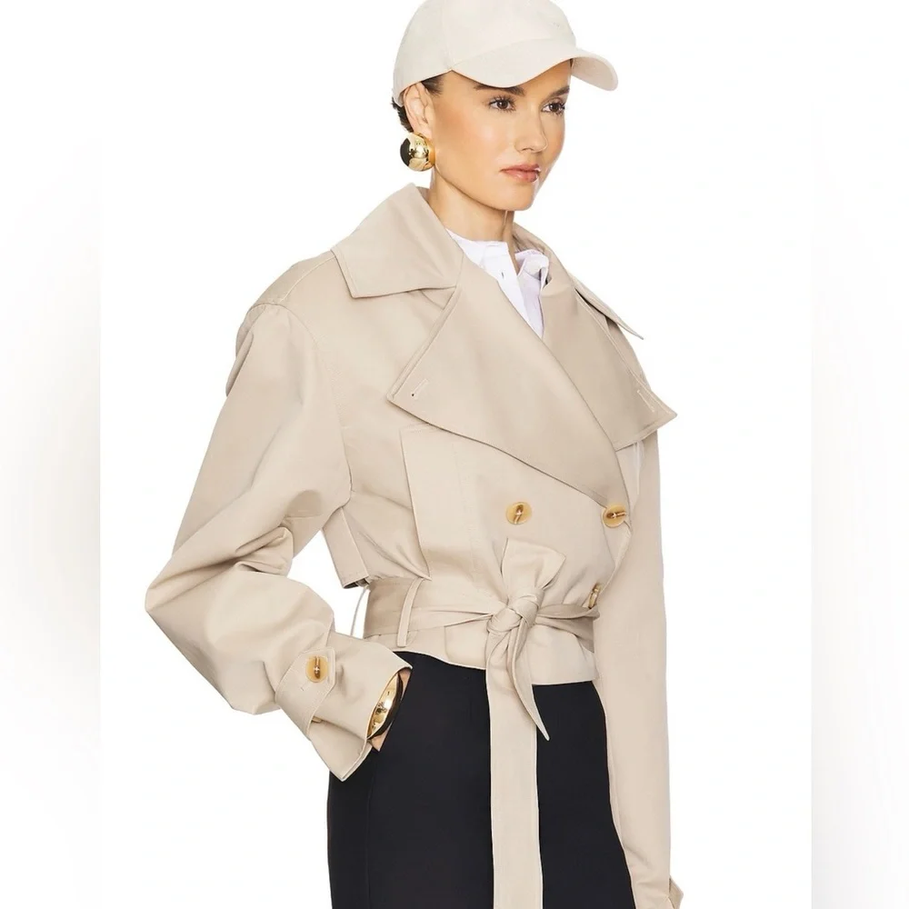Helsa NWOT Overiszed Cropped Trench in Chino - Picture 8 of 13
